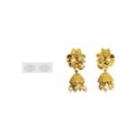 Accessher Matte Gold Plated Floral Jhumki Earrings with Pearl Drops - Fast Shipping to USA & Canada