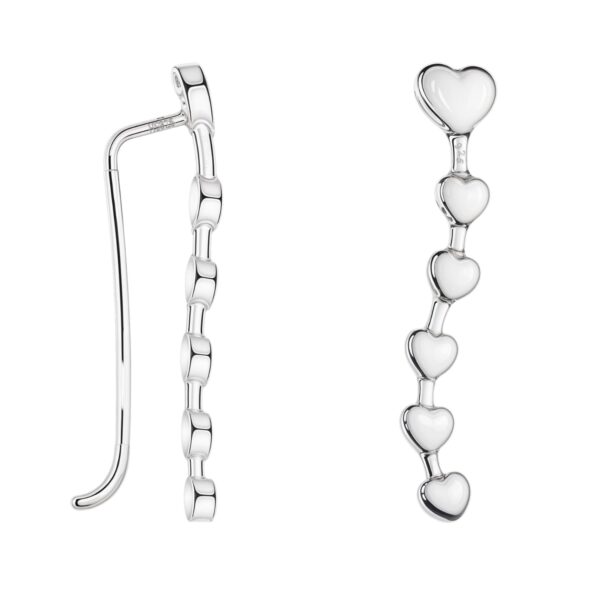 HighSpark 925 Silver Ear Climber Hearts Earrings - Fast Shipping to USA & Canada