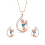 CLARA 925 Sterling Silver Heart Pendant Earring Chain Jewellery Set | Rose Gold Rhodium Plated, Swiss Zirconia | Gift for Women & Girls - Fast Shipping to USA & Canada