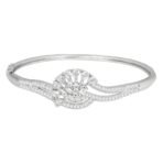 ACCESSHER Silver Plated AD Studded Cuff Bracelet - Fast Shipping to USA & Canada