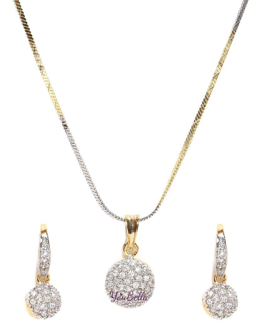 51IG-APX9L.jpg YouBella Jewellery Gold Plated American Diamond necklace for girls Pendant Set/Necklace Set with Earrings for Girls and Women - Fast Shipping to USA & Canada - Image 1