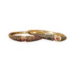 ACCESSHER Gold-Plated Rajwadi Style Bangles | Golden Traditional Kada Bangle Set for Women | Ethnic Bangle Jewellery Set for Women & Girls (Set of 2) - Fast Shipping to USA & Canada
