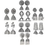 Fashion Frill Ethnic Earring For Women Silver Oxidised Small Earring For Women And Girls Pair Of 8 - Fast Shipping to USA & Canada - Image 2