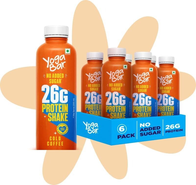 51KW-kVDUiL.jpg Yogabar 26g Protein Milk Shake, with 26g Protein, No Added Sugar - Ideal for Daily Protein Consumption, Workouts, Sports & more - Pack of 6 (250ml, Cold Coffee) - Fast Shipping to USA & Canada - Image 1