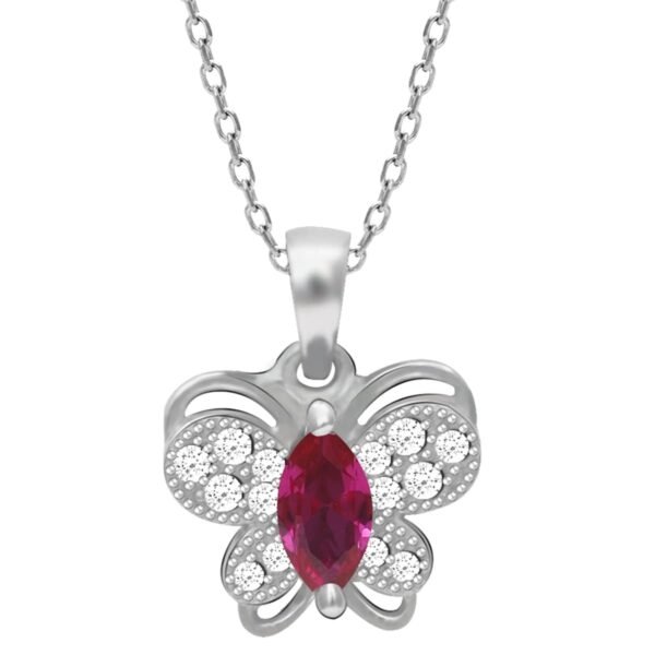 GIVA 925 Silver Pop Pink Studded Butterfly Pendant With Link Chain | Gifts for Girlfriend, Gifts for Women and Girls |With Certificate of Authenticity and 925 Stamp | 6 Month Warranty*