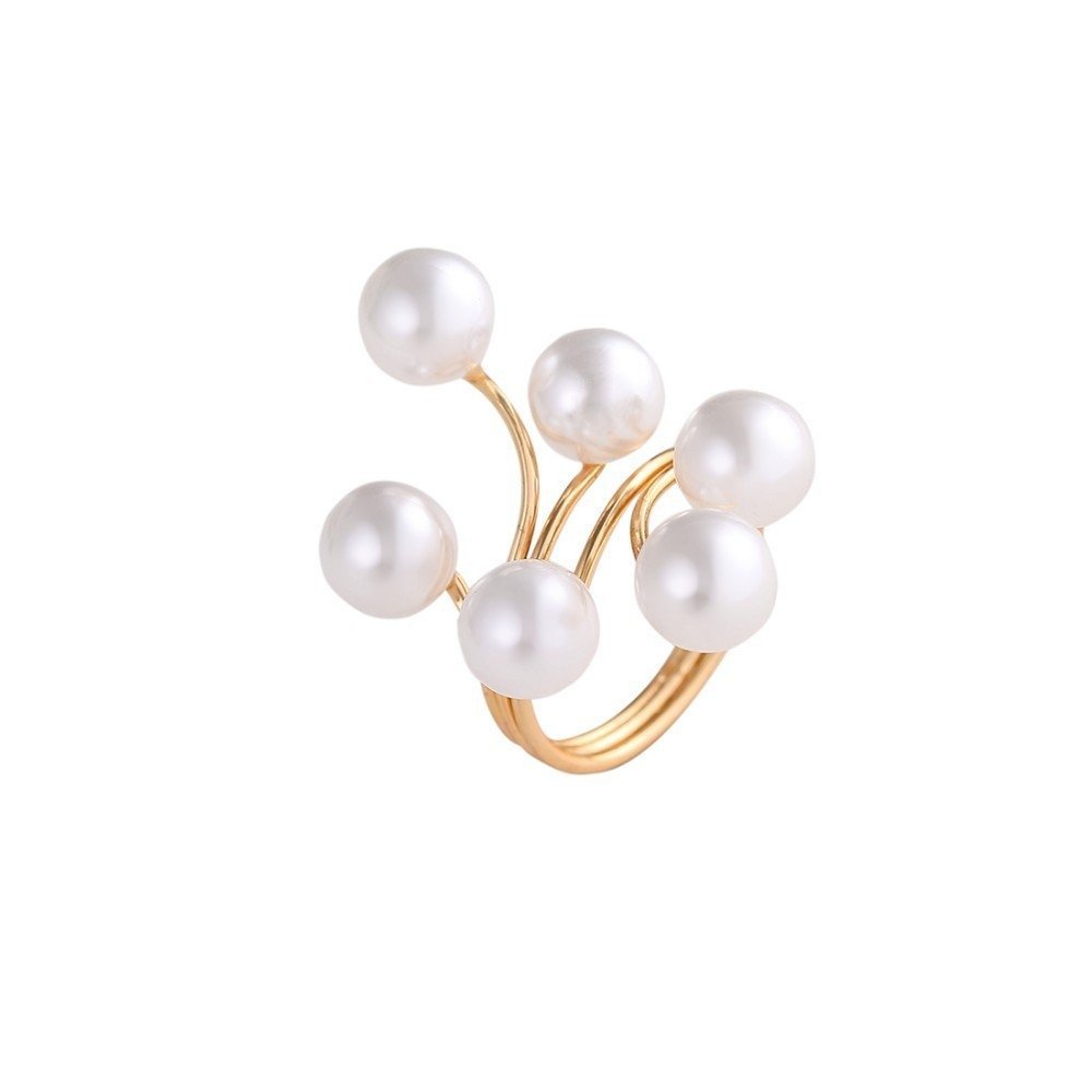 51KjGsI0cgL.jpg Shining Diva Fashion Adjustable Elegant Pearl Gold Plated Ring for Women and Girls (Golden) (8267r) - Fast Shipping to USA & Canada - Image 1