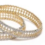 ACCESSHER Set of 2 Gold Plated White AD Handcrafted Bangles - Fast Shipping to USA & Canada - Image 3