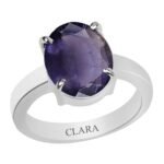 Clara Certified Iolite (Neeli) 3.9cts or 4.25ratti 4 Prongs Silver Ring for Men and Women - Fast Shipping to USA & Canada