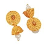 Estele Gehena Jewellery Sets for Women Gold Plated Fancy Three Layer White Pearl Long Haram/Necklace Set With White Kundans for Women-OS-567-MEH NKER - Fast Shipping to USA & Canada - Image 7