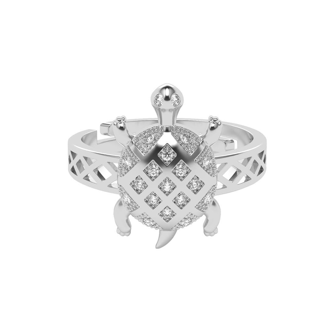 51M1EkXJ3zL.jpg Clara Real 925 Sterling Silver Good Luck Tortoise Turtle Men Ring |Size Adjustable, Platinum Plated, Swiss Zirconia | Gift for Men & Boys - Fast Shipping to USA & Canada - Image 1