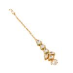 Yellow Chimes Maangtikka for Women Gold Toned Kundan Studded Floral Designed White Beads Drop Maangtikka for Women and Girls - Fast Shipping to USA & Canada