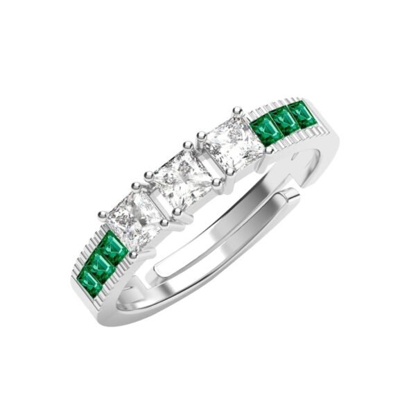 Clara Pure 925 Sterling Silver Vera Minimal Green Finger Ring | Swiss Zircon Platinum Plated | Size Adjustable | Gift for Women Girls Wife Girlfriend - Fast Shipping to USA & Canada