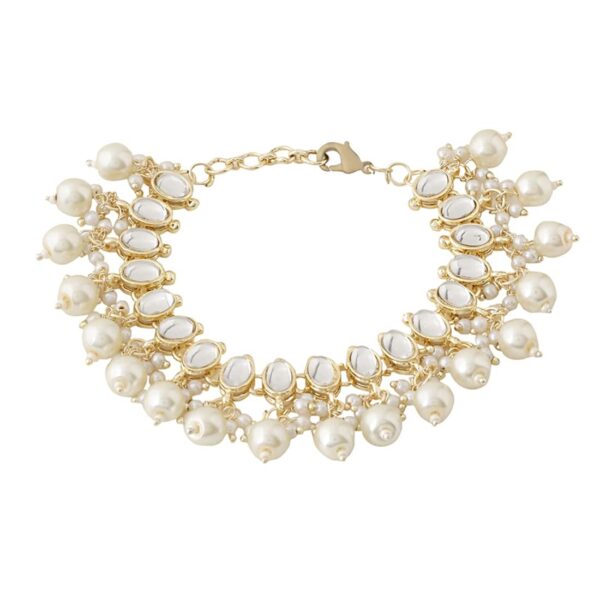 Yellow Chimes Vistelle Bracelets for Women Gold Toned Kundan Studded Pearl Drop Traditional Adjustable Bracelet for Women and Girls - Fast Shipping to USA & Canada