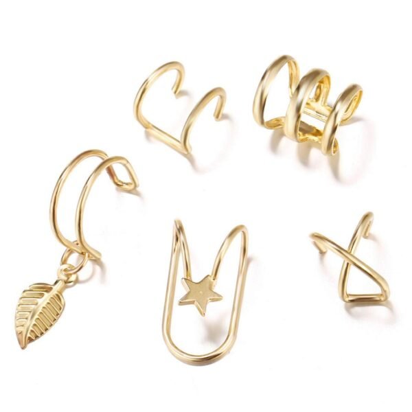 YouBella Jewellery U Shape Non Piercing Earrings Combo for Women and Girls (Gold) (YBEAR_32870), medium - Fast Shipping to USA & Canada