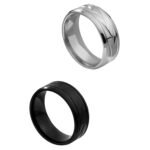 Yellow Chimes Rings For Men and Boys | Fashion Stainless Steel Band Ring | Men's Silver Black Ring Combo of 2 Pcs Band Style Finger Ring for Boys | Ideal Gift For Men and Boys - Fast Shipping to USA & Canada