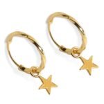 CLARA 925 Sterling Silver Star Hoop Drop Earring |Gold Plated | Gift for Women & Girls - Fast Shipping to USA & Canada