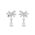 Clara 925 Sterling Silver Bow Knot Pendant Earrings Chain Necklace Jewellery Set | Platinum Plated, Swiss Zirconia | Classy Gift for Women and Girls - Fast Shipping to USA & Canada