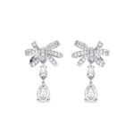 Clara 925 Sterling Silver Bow Knot Pendant Earrings Chain Necklace Jewellery Set | Platinum Plated, Swiss Zirconia | Classy Gift for Women and Girls - Fast Shipping to USA & Canada