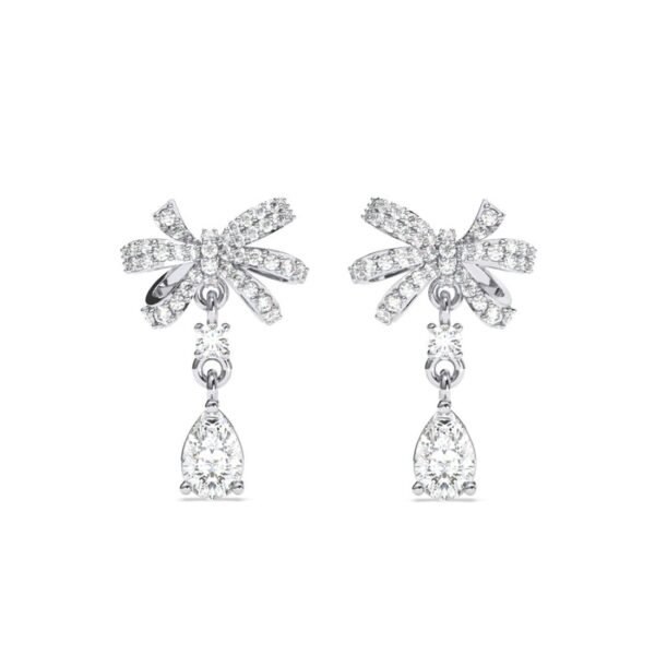 Clara 925 Sterling Silver Bow Knot Pendant Earrings Chain Necklace Jewellery Set | Platinum Plated, Swiss Zirconia | Classy Gift for Women and Girls - Fast Shipping to USA & Canada