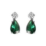 Clara 925 Sterling Silver Solitaire Green Necklace Jewellery Set With Earrings | Rhodium Plated, Swiss Zirconia stone | Gift for Women and Girls - Fast Shipping to USA & Canada