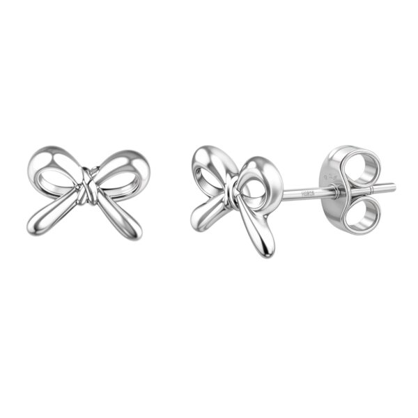 HIGHSPARK 925 Silver Bow Stud Earrings - Fast Shipping to USA & Canada