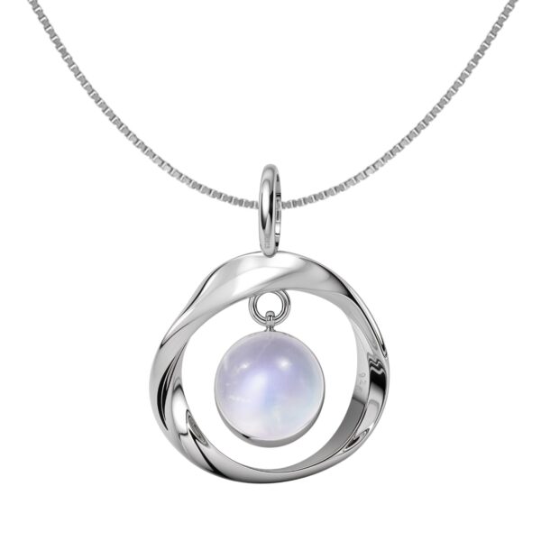 HighSpark 925 Silver Rainbow Moonstone Infinite Mobius Pendant & Chain - Fast Shipping to USA & Canada
