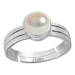 Clara Pearl Moti 5.5cts or 6.25ratti Stone Silver Adjustable Ring for Women - Fast Shipping to USA & Canada