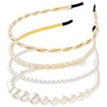 YouBella Jewellery Gifts Stylish Latest Hair Accessories for Women Wedding Hair Band Head Band Set for Girls (Pack of 4) (YBHAIR_41770) (White) - Fast Shipping to USA & Canada