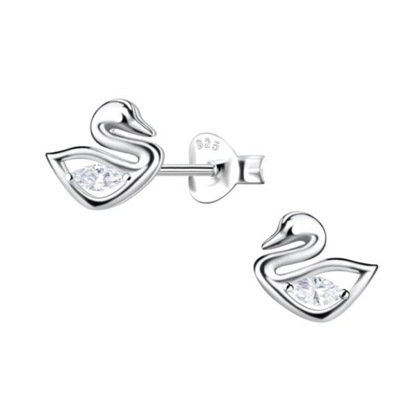 HighSpark 925 Silver Swan Stud Earrings - Fast Shipping to USA & Canada