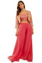 Soch Womens Fuchsia Embellished Tissue Co-ord Set - Fast Shipping to USA & Canada