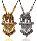 YouBella Jewellery Sets for Women Afghani Boho Bahubali Necklace Jewellery for Girls/Wome (Silver) (Combo) - Fast Shipping to USA & Canada - Image 2