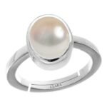 Clara Pearl Moti 8.3cts or 9.25ratti Stone Silver Adjustable Ring for Men - Fast Shipping to USA & Canada