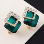 Shining Diva Fashion 18k Gold Plated Austrian Crystal Earrings for Women & Girls | Luxury Rhinestone Square Italian Designer Earrings | Latest Stylish Fancy Zircon Party Earring - Fast Shipping to USA & Canada - Image 3