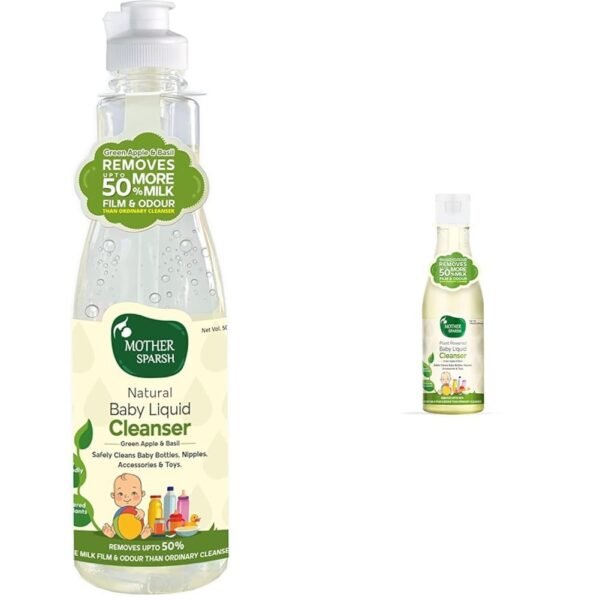 Mother Sparsh Plant Powered Natural Baby Liquid Cleanser with Basil & Green Apple Extract- 500ml & Mother Sparsh Natural Baby Liquid Cleanser 175ml - Fast Shipping to USA & Canada
