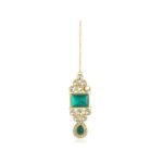 Karatcart Traditional Gold Plated Aqua Stone Kundan Maang-Tikka for Women - Fast Shipping to USA & Canada