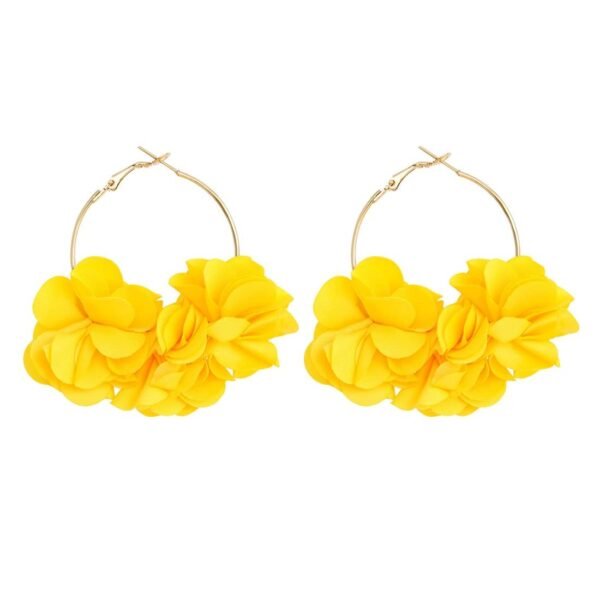 Yellow Chimes Earrings For Women Multicolor Boho Dangle Lace Cloth Mesh Yarn Chiffon Silk Handmade Flower Layered Petal Circel Hoop Jewelry Earrings for Women and Girls - Fast Shipping to USA & Canada