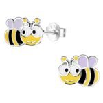 HighSpark 925 Silver Cute Enamel Honey Bee Stud Earrings Purple - Fast Shipping to USA & Canada