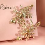 Rubans Handcrafted Golden & Silver Crystal Leaf Design Side Clip Hair Accessory Set of 2 for Women ? Perfect for Brides & Special Occasions - Fast Shipping to USA & Canada - Image 4