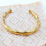 Fashion Frill Exclusive Golden Bamboo Cuff Bracelet For Women Stainless Steel Bracelet for Women Made For Her - Fast Shipping to USA & Canada - Image 3