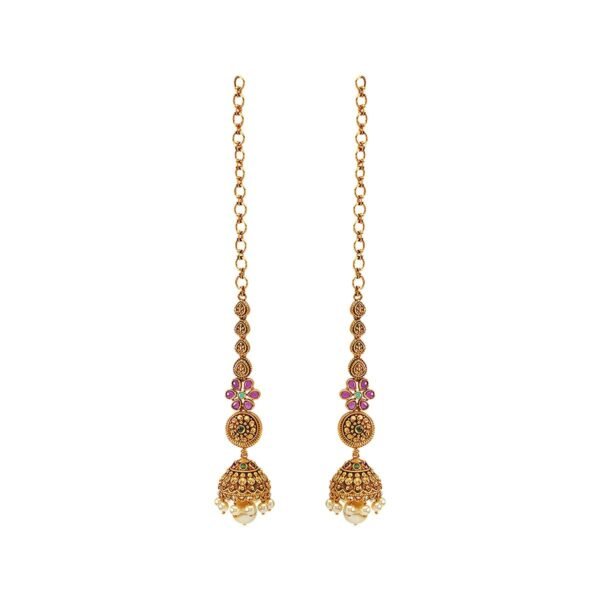 Kushal's Ruby-Green Push Back Antique Jhumkis ? Fast Shipping to USA & Canada