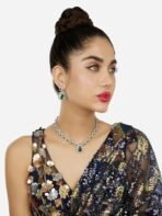 ZAVERI PEARLS Green Dazzling Austrian Diamonds Embellished Contemporary Necklace & Earring Set For Women-ZPFK18201 - Fast Shipping to USA & Canada - Image 7