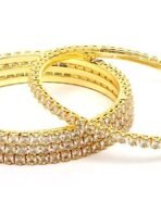 Karatcart Set of 4 Gold Plated American Diamond Studded Bangles for Women - Fast Shipping to USA & Canada - Image 6