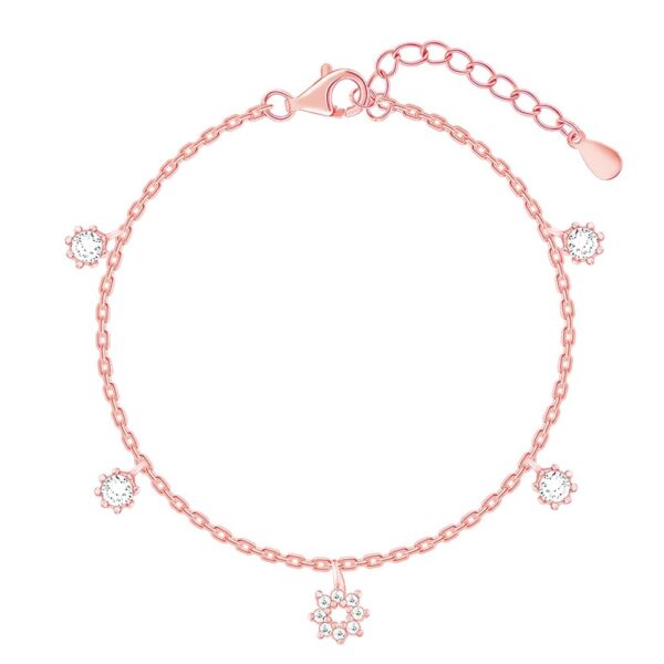 GIVA 925 Silver Anushka Sharma Rose Gold Flower Charm Bracelet, Adjustable | Gifts for Women and Girls | With Certificate of Authenticity and 925 Stamp | 6 Months Warranty
