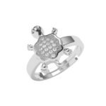 Clara Pure 925 Sterling Silver Good Luck Tortoise Turtle Finger Ring | Swiss Zircon Platinum Plated | Size Adjustable | Gift for Women Girls Wife Girlfriend - Fast Shipping to USA & Canada