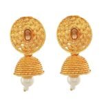 Estele Gehena Jewellery Sets for Women Gold Plated Fancy Three Layer White Pearl Long Haram/Necklace Set With White Kundans for Women-OS-567-MEH NKER - Fast Shipping to USA & Canada - Image 5