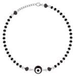 GIVA 925 Silver Black Evil Eye Anklet,Single | Gifts for Women and Girls | With Certificate of Authenticity and 925 Stamp | 6 Months Warranty
