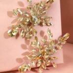 Rubans Handcrafted Golden & Silver Crystal Leaf Design Side Clip Hair Accessory Set of 2 for Women ? Perfect for Brides & Special Occasions - Fast Shipping to USA & Canada - Image 3