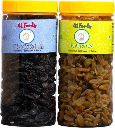 41 foods Dry fruits combo pack of Indian Raisins | Black Raisins | kismis kishmish (500GM X 2) 1 KG - Fast Shipping to USA & Canada