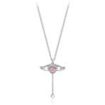 Fashion Frill Silver Chain Pendant For Girls Angle Crystal Heart Silver Chain Necklace Pendant For Women Girls Love Gifts Women Jewellery - Fast Shipping to USA & Canada