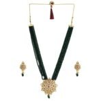 ACCESSHER Gold Tone Kundan & Green Beaded Jewellery Set - Fast Shipping to USA & Canada